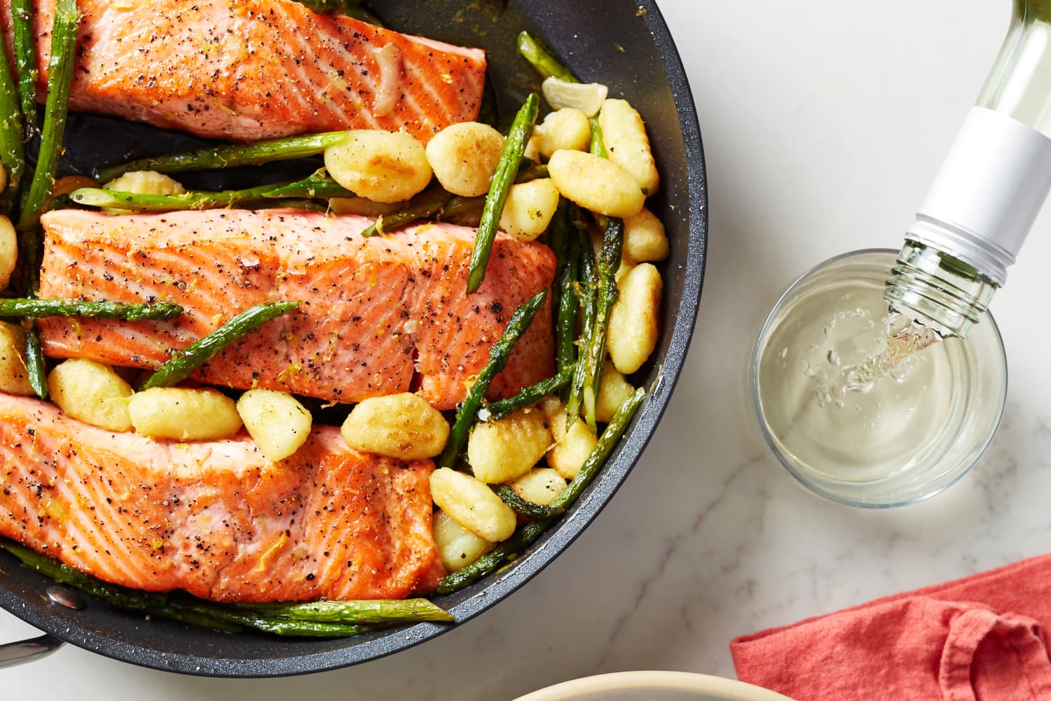 Lemon Garlic Salmon with Crispy Gnocchi and Asparagus Recipe The Kitchn